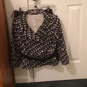 Tahari Monochrome Abstract Blazer with skirt